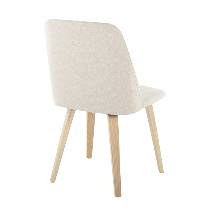 LumiSource Toriano Dining Chair, Set of 2, Natural Wood/Cream
