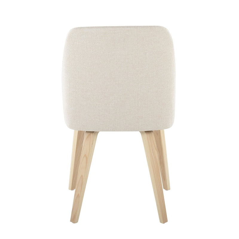 LumiSource Toriano Dining Chair Set of 2 | Mid-Century Natural Wood and Cream Fabric | Dining Room & Kitchen | Model CHR-TRNONACR2