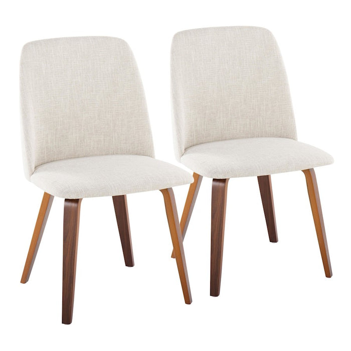 LumiSource Toriano Dining Chair, Set of 2, Walnut Wood/Beige - CHR-TRNOWLBG2