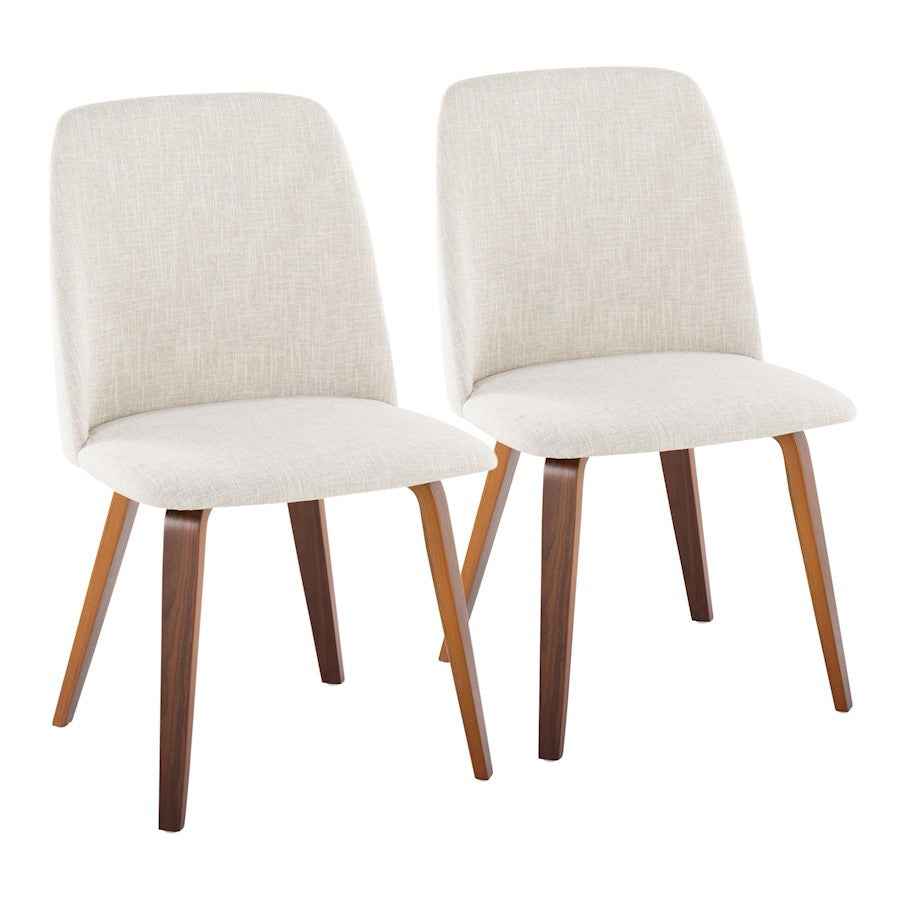 LumiSource Toriano Dining Chair, Set of 2, Walnut Wood/Beige - CHR-TRNOWLBG2