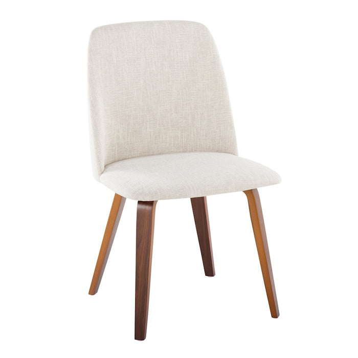 LumiSource Toriano Dining Chair, Set of 2, Walnut Wood/Beige