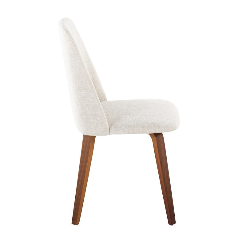 LumiSource Toriano Dining Chair, Set of 2, Walnut Wood/Beige