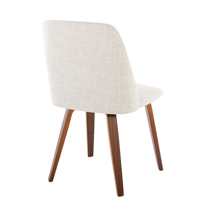 LumiSource Toriano Dining Chair, Set of 2, Walnut Wood/Beige