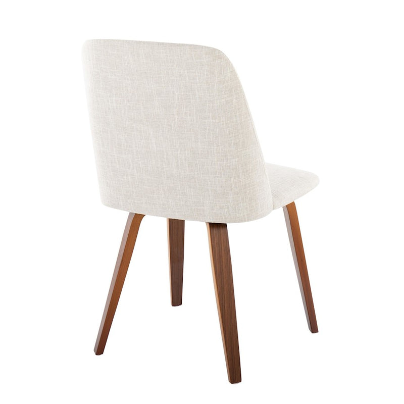 LumiSource Toriano Dining Chair Set of 2 | Mid-Century Walnut Wood and Beige Fabric | Dining Room & Kitchen | Model CHR-TRNOWLBG2