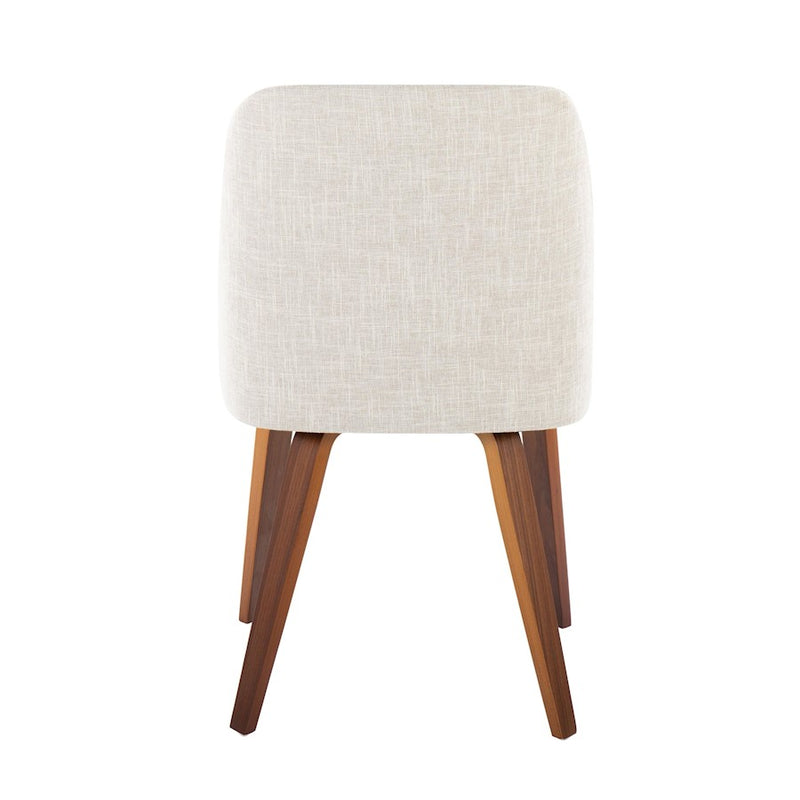 LumiSource Toriano Dining Chair, Set of 2, Walnut Wood/Beige