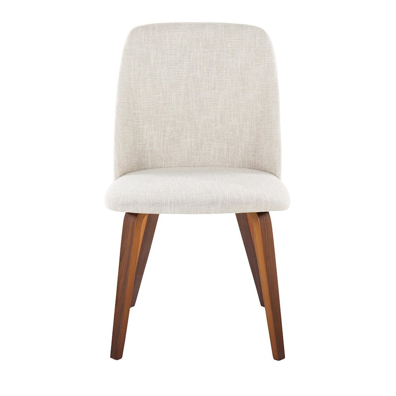 LumiSource Toriano Dining Chair Set of 2 | Mid-Century Walnut Wood and Beige Fabric | Dining Room & Kitchen | Model CHR-TRNOWLBG2