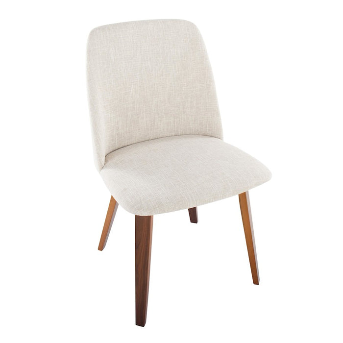 LumiSource Toriano Dining Chair, Set of 2, Walnut Wood/Beige