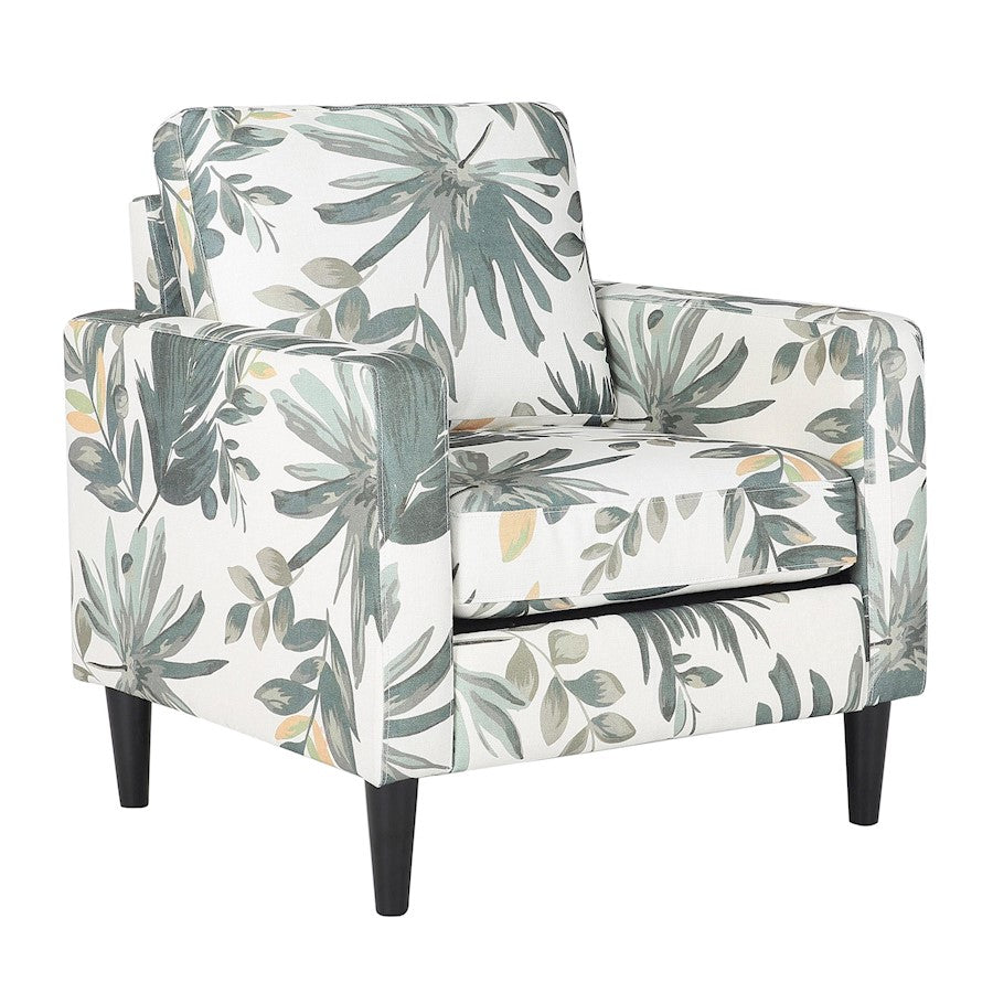 LumiSource Wendy Arm Chair, Black/Cream/Green Floral Print - CHR-WENDYBTNCLBKGN