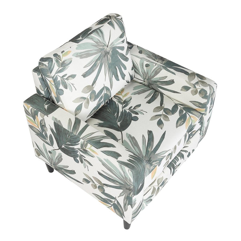 LumiSource Wendy Arm Chair, Black/Cream/Green Floral Print