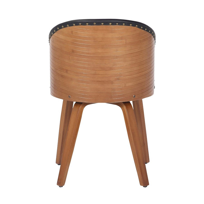 LumiSource Ahoy Side Chair in Walnut Bamboo/Black PU