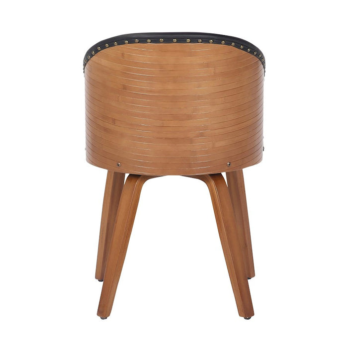LumiSource Ahoy Side Chair in Walnut Bamboo/Black PU