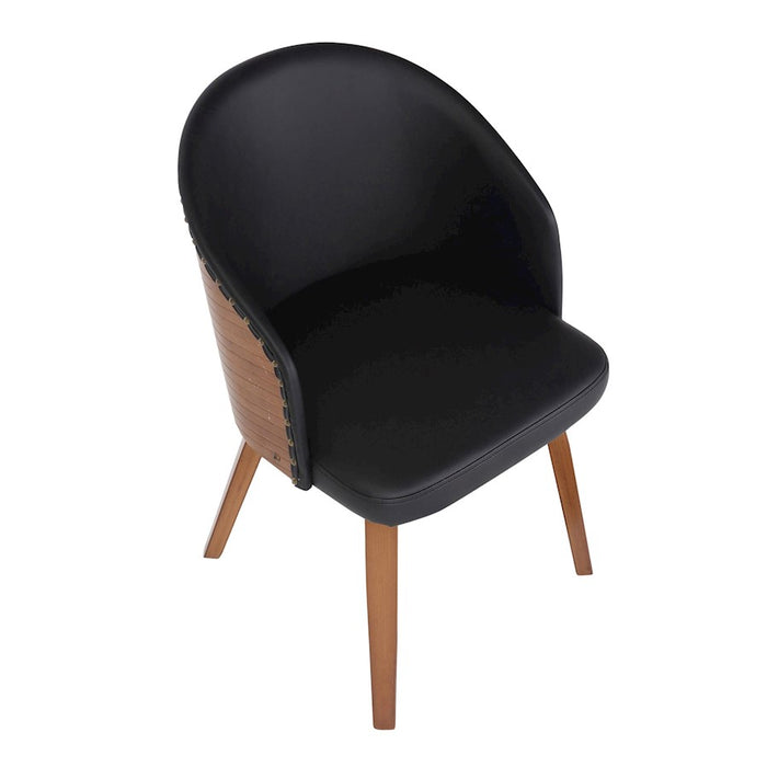 LumiSource Ahoy Side Chair in Walnut Bamboo/Black PU