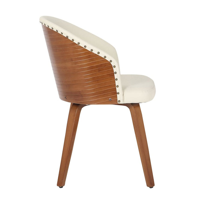 LumiSource Ahoy Side Chair in Walnut Bamboo/Cream PU