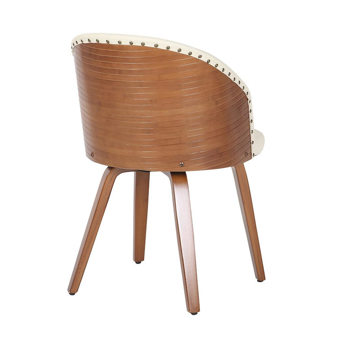 LumiSource Ahoy Side Chair in Walnut Bamboo/Cream PU