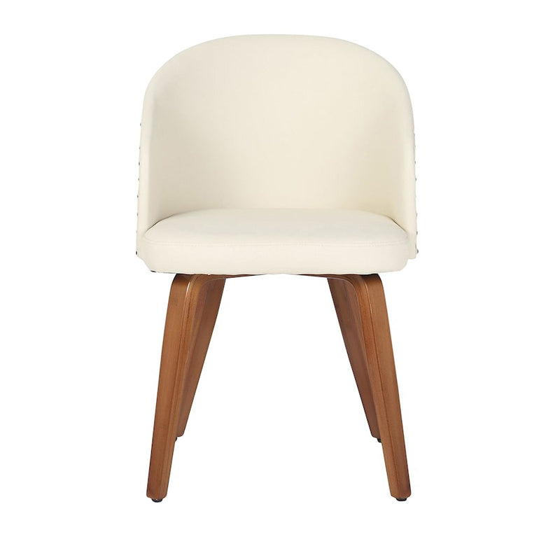 LumiSource Ahoy Side Chair in Walnut Bamboo/Cream PU