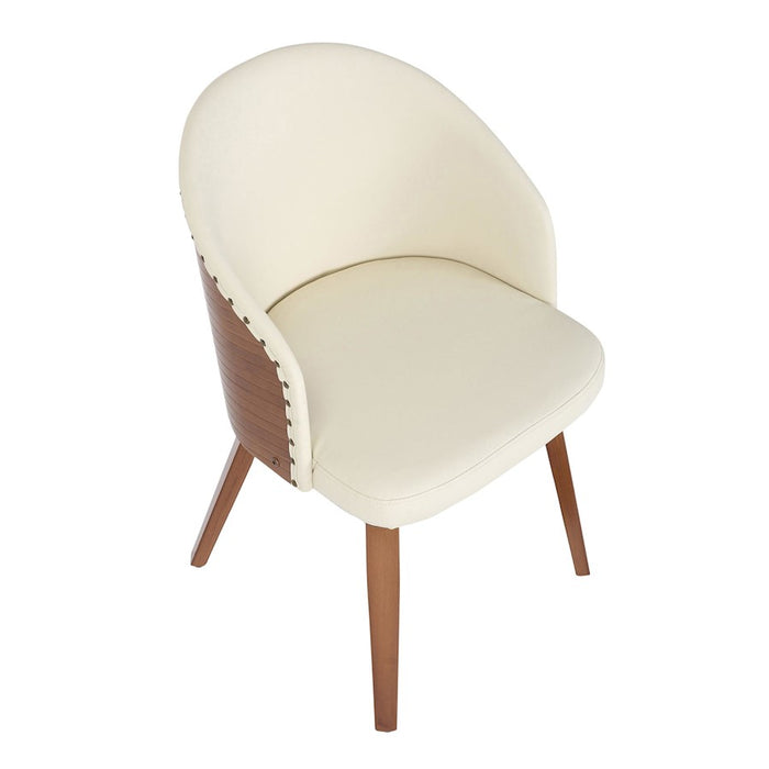 LumiSource Ahoy Side Chair in Walnut Bamboo/Cream PU