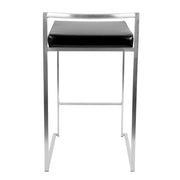 LumiSource Fuji Counter Stool (Set of 2) | Contemporary Black PU Leather & Stainless Steel | Kitchen Island & Bar Seating | Model CS-FUJIBK2