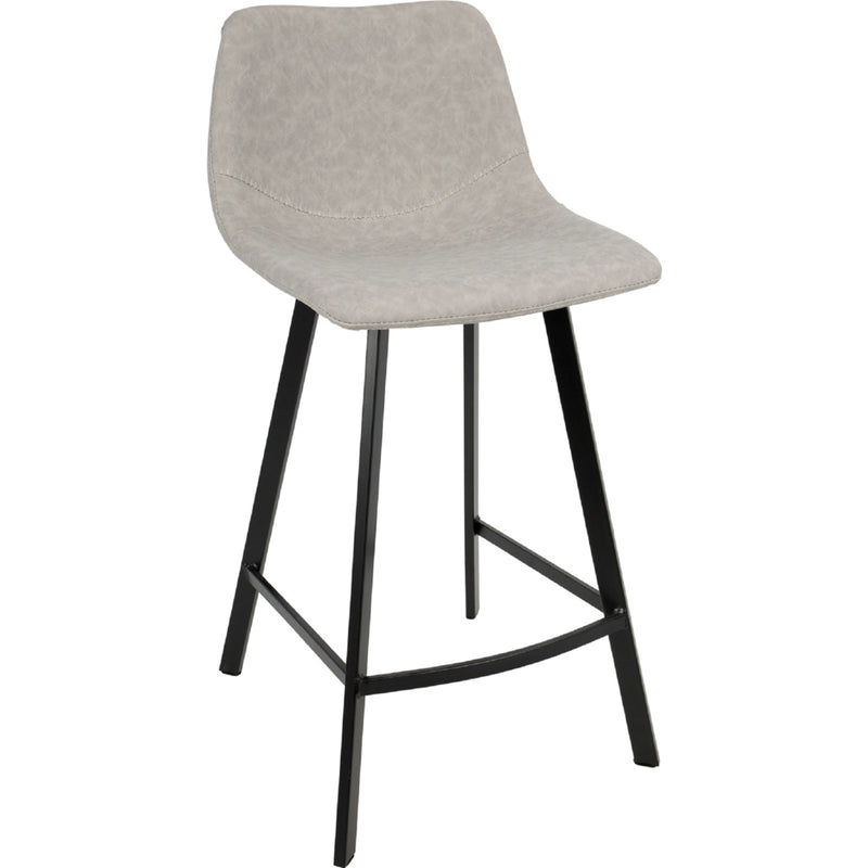 LumiSource Outlaw Counter Stool Set of 2 | Industrial Grey PU Leather and Black Metal | Kitchen & Bar Seating | Model CS-OUTLWBK-GY2