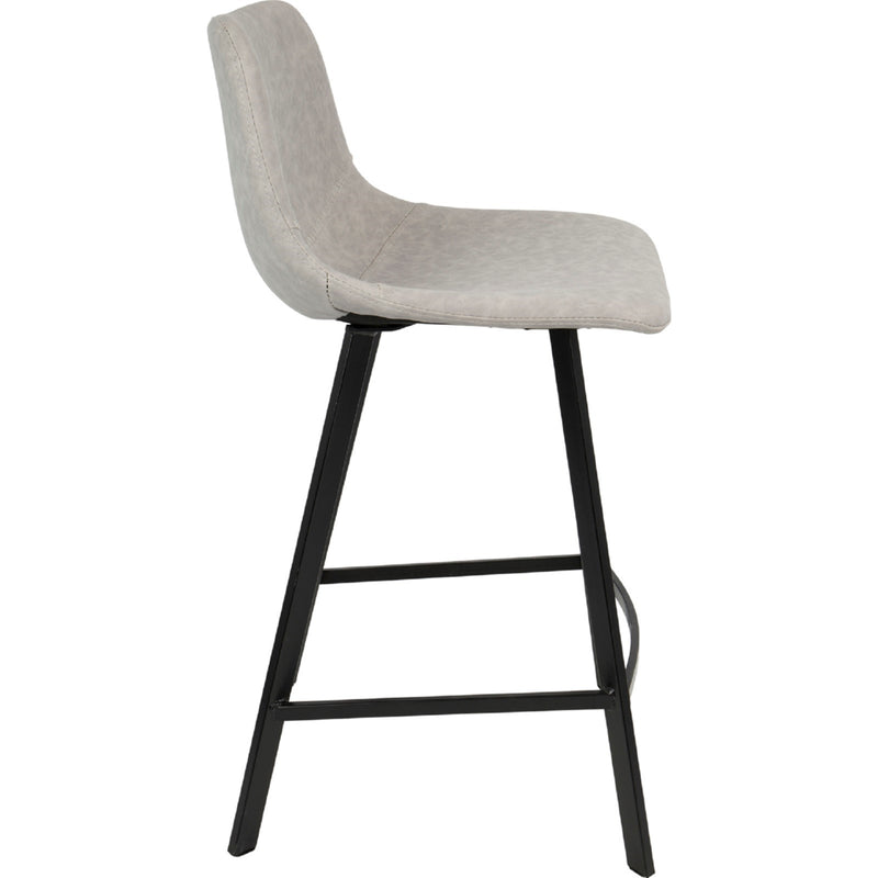 LumiSource Outlaw Counter Stool Set of 2 | Industrial Grey PU Leather and Black Metal | Kitchen & Bar Seating | Model CS-OUTLWBK-GY2
