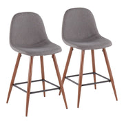 LumiSource Pebble Counter Stool, Set of 2, Walnut/Charcoal - CS-PEBWL-CHAR2