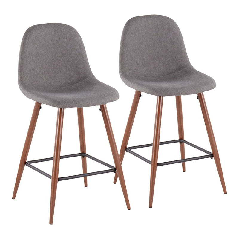 LumiSource Pebble Counter Stool, Set of 2, Walnut/Charcoal - CS-PEBWL-CHAR2