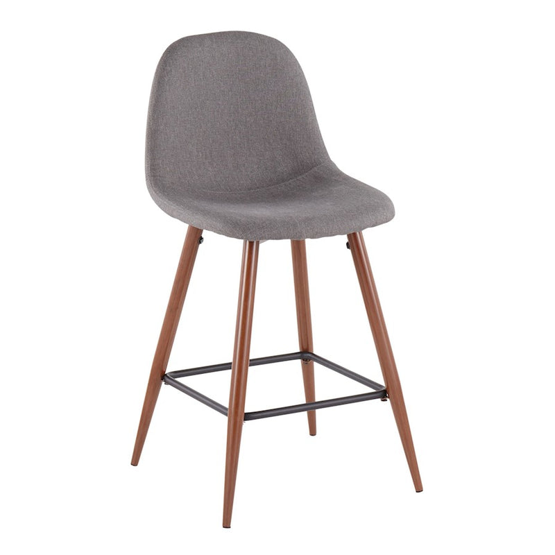 LumiSource Pebble Counter Stool, Set of 2, Walnut/Charcoal
