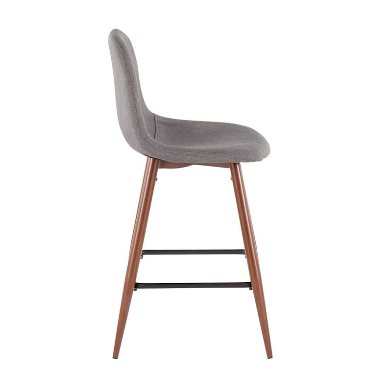 LumiSource Pebble Counter Stool, Set of 2, Walnut/Charcoal