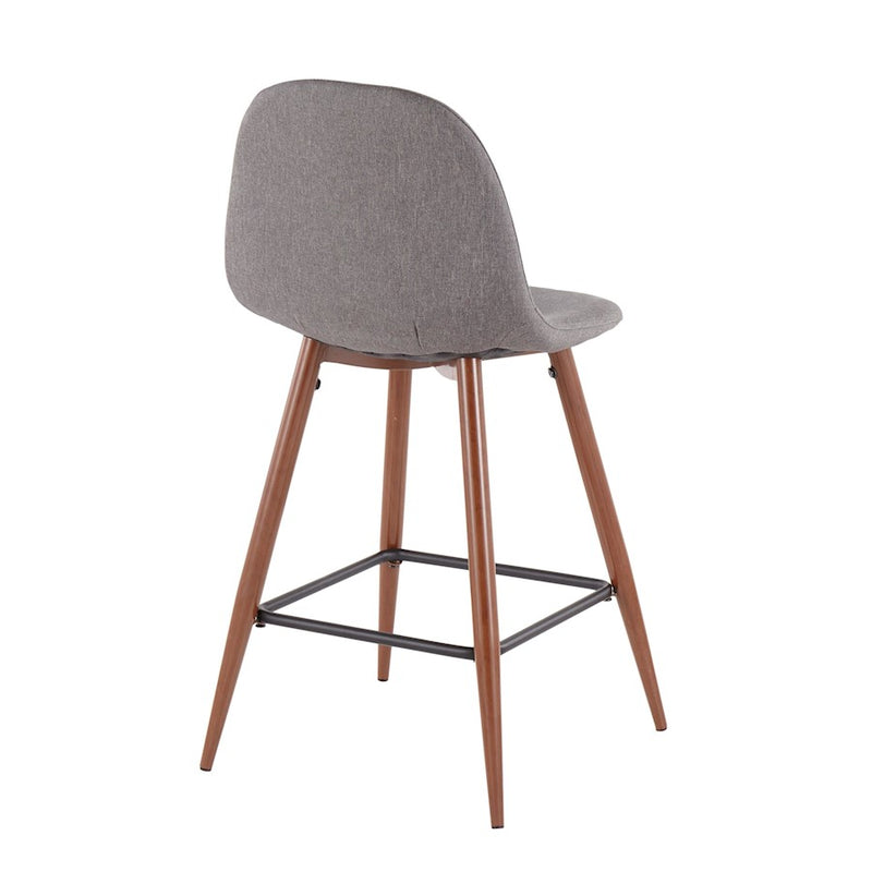 LumiSource Pebble Counter Stool, Set of 2, Walnut/Charcoal