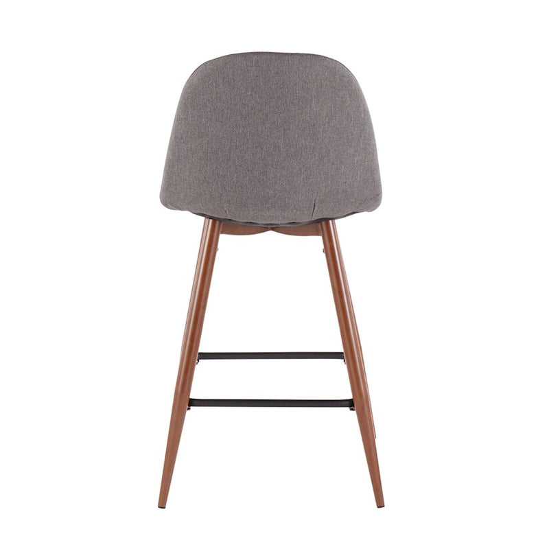 LumiSource Pebble Counter Stool, Set of 2, Walnut/Charcoal