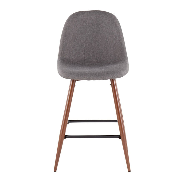 LumiSource Pebble Counter Stool, Set of 2, Walnut/Charcoal
