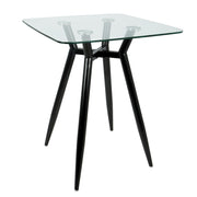 LumiSource Clara Square Counter Table | Mid-Century Black Metal and Clear Glass | Kitchen & Dining Room Table | Model CT-CLR3030BKGL