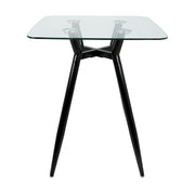 LumiSource Clara Square Counter Table | Mid-Century Black Metal and Clear Glass | Kitchen & Dining Room Table | Model CT-CLR3030BKGL