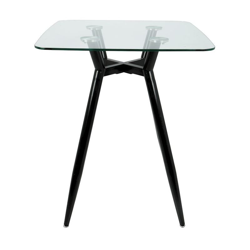 LumiSource Clara Square Counter Table | Mid-Century Black Metal and Clear Glass | Kitchen & Dining Room Table | Model CT-CLR3030BKGL