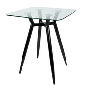 LumiSource Clara Square Counter Table | Mid-Century Black Metal and Clear Glass | Kitchen & Dining Room Table | Model CT-CLR3030BKGL