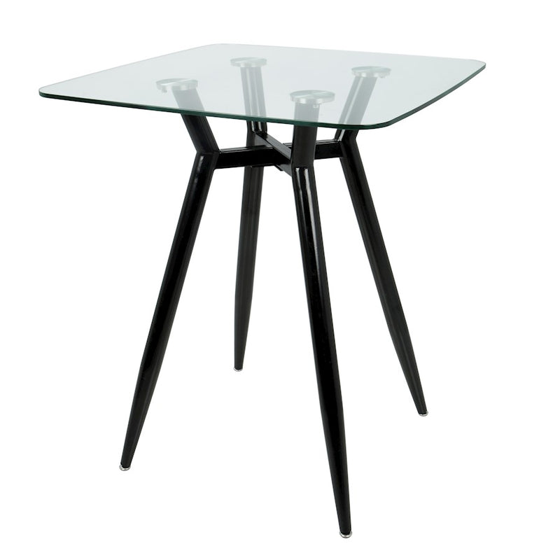 LumiSource Clara Square Counter Table | Mid-Century Black Metal and Clear Glass | Kitchen & Dining Room Table | Model CT-CLR3030BKGL