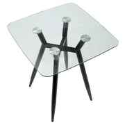LumiSource Clara Square Counter Table | Mid-Century Black Metal and Clear Glass | Kitchen & Dining Room Table | Model CT-CLR3030BKGL