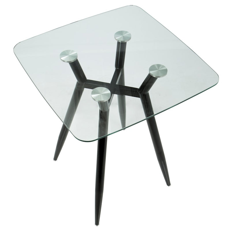 LumiSource Clara Square Counter Table | Mid-Century Black Metal and Clear Glass | Kitchen & Dining Room Table | Model CT-CLR3030BKGL