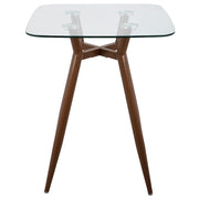 LumiSource Clara Square Counter Table | Mid-Century Walnut Metal and Clear Glass | Kitchen & Dining Room Table | Model CT-CLR3030WLGL