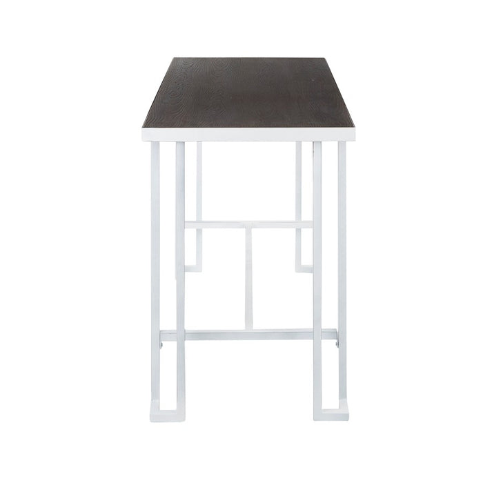 LumiSource Roman Counter Table, Vintage White/Espresso Bamboo