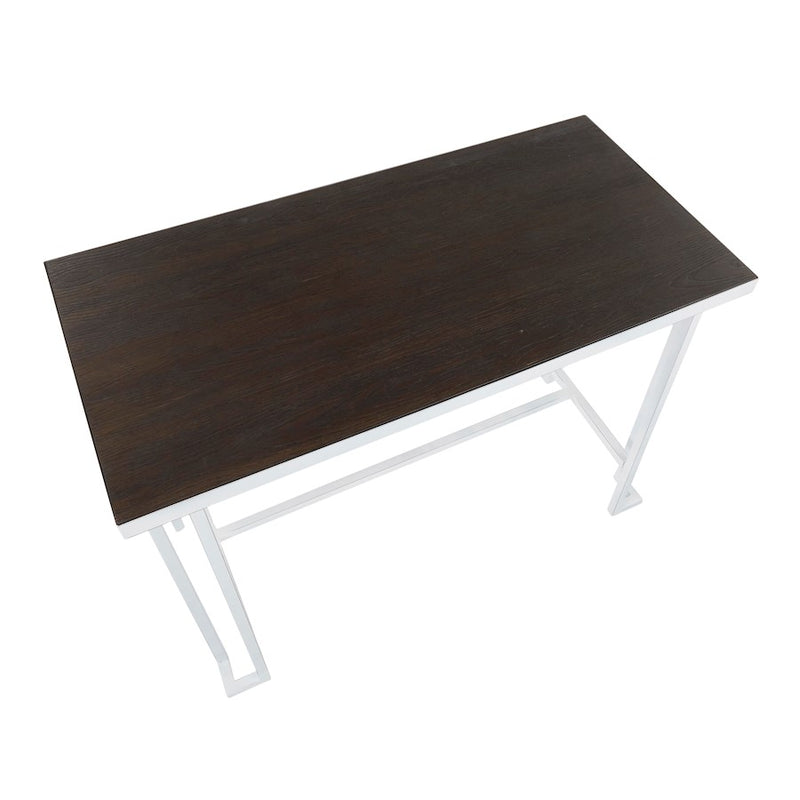 LumiSource Roman Counter Table, Vintage White/Espresso Bamboo