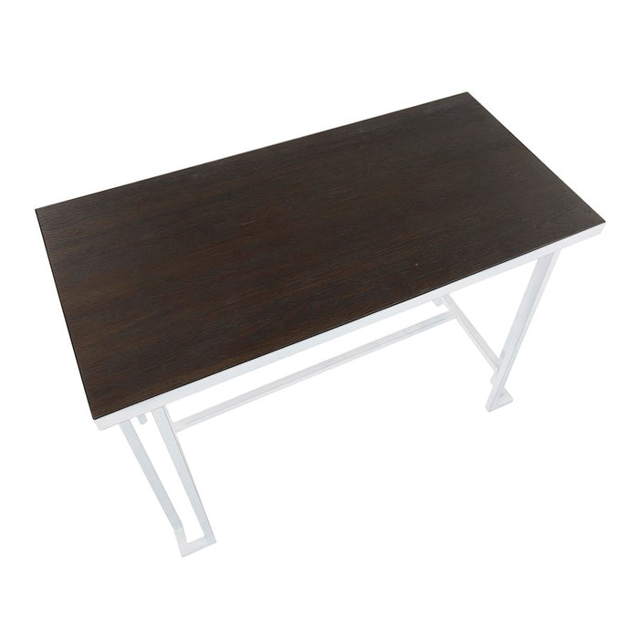 LumiSource Roman Counter Table, Vintage White/Espresso Bamboo