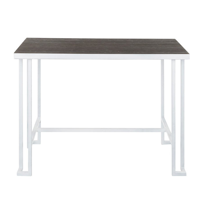 LumiSource Roman Counter Table, Vintage White/Espresso Bamboo