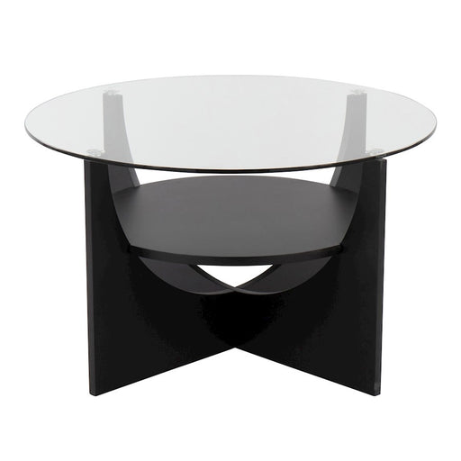 LumiSource U-Shaped Coffee Table, Black Wood/Clear Glass - CT-USHAPEDBKGL