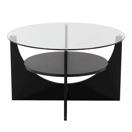 LumiSource U-Shaped Coffee Table, Black Wood/Clear Glass