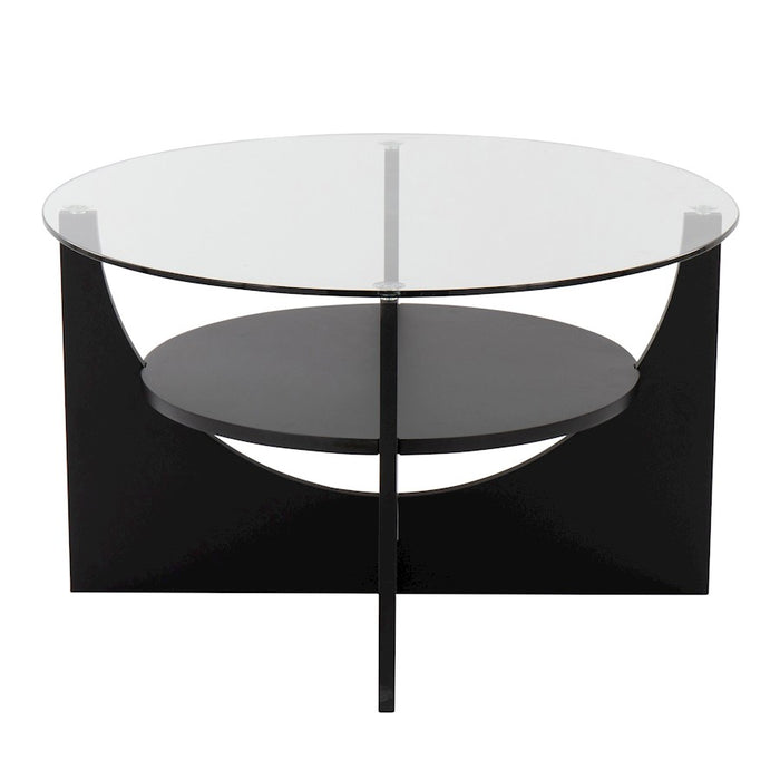 LumiSource U-Shaped Coffee Table, Black Wood/Clear Glass