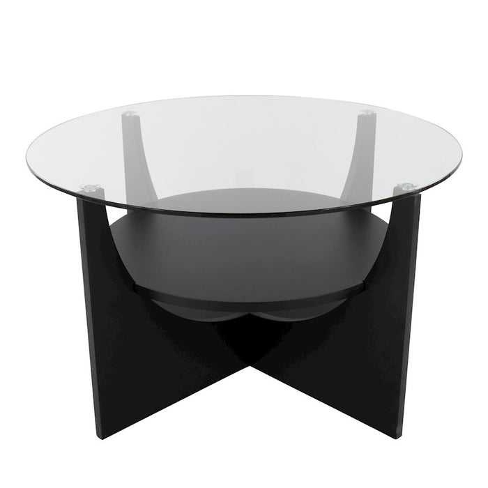 LumiSource U-Shaped Coffee Table, Black Wood/Clear Glass