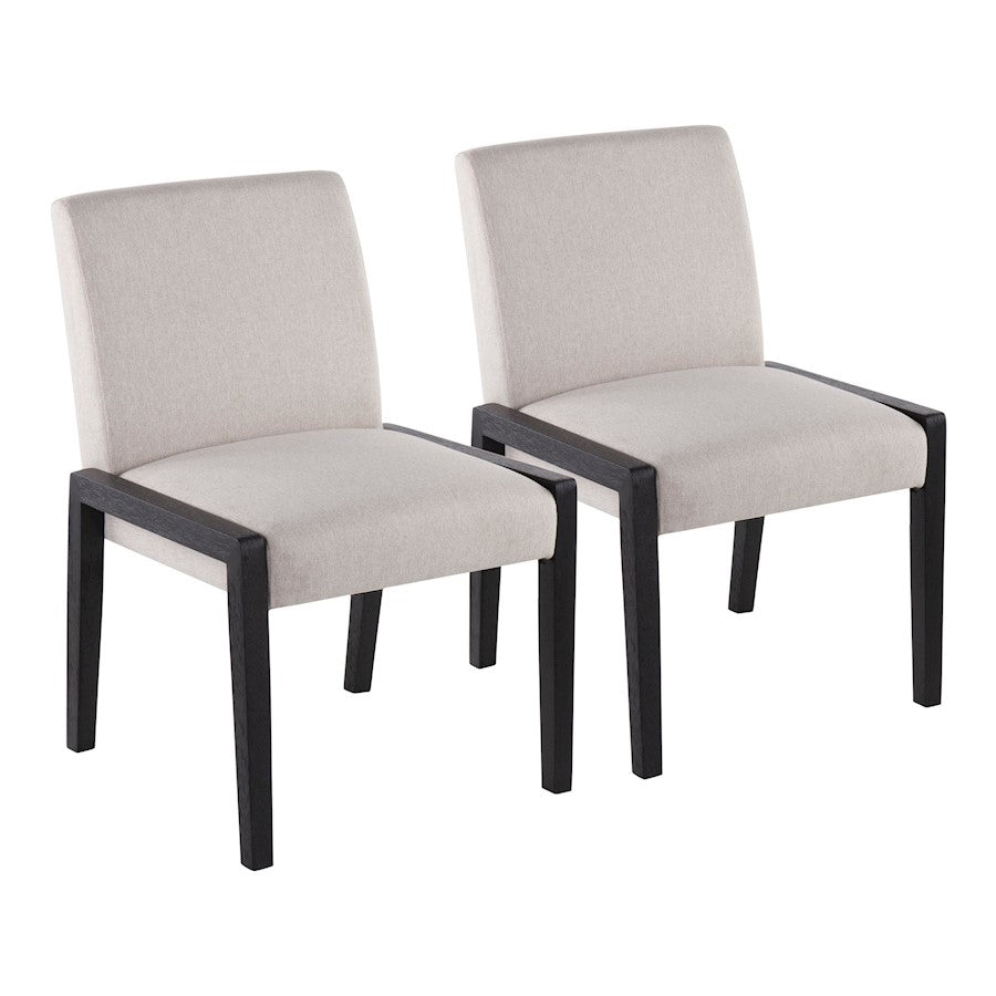 LumiSource Carmen Chair, Set of 2, Black Wood/Beige Fabric - DC-CARMENBKBG2