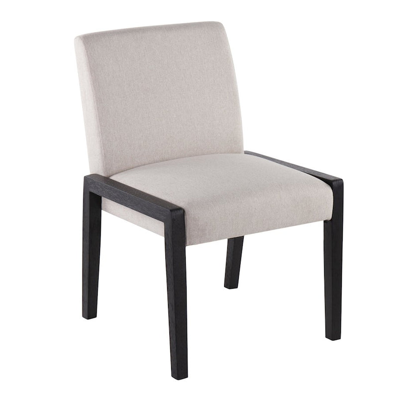 LumiSource Carmen Chair, Set of 2, Black Wood/Beige Fabric