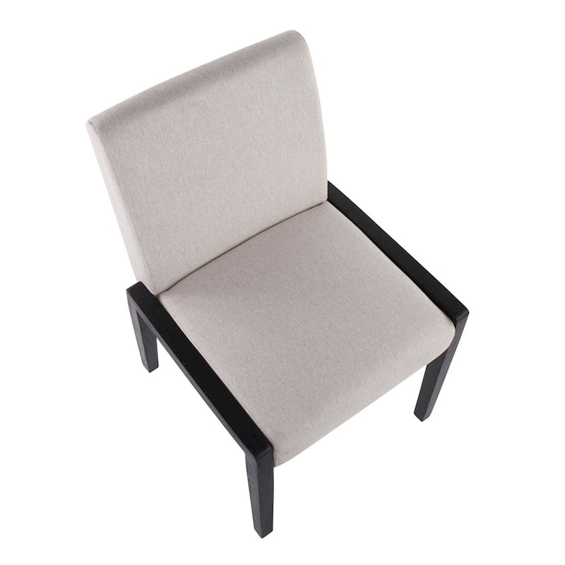 LumiSource Carmen Chair, Set of 2, Black Wood/Beige Fabric