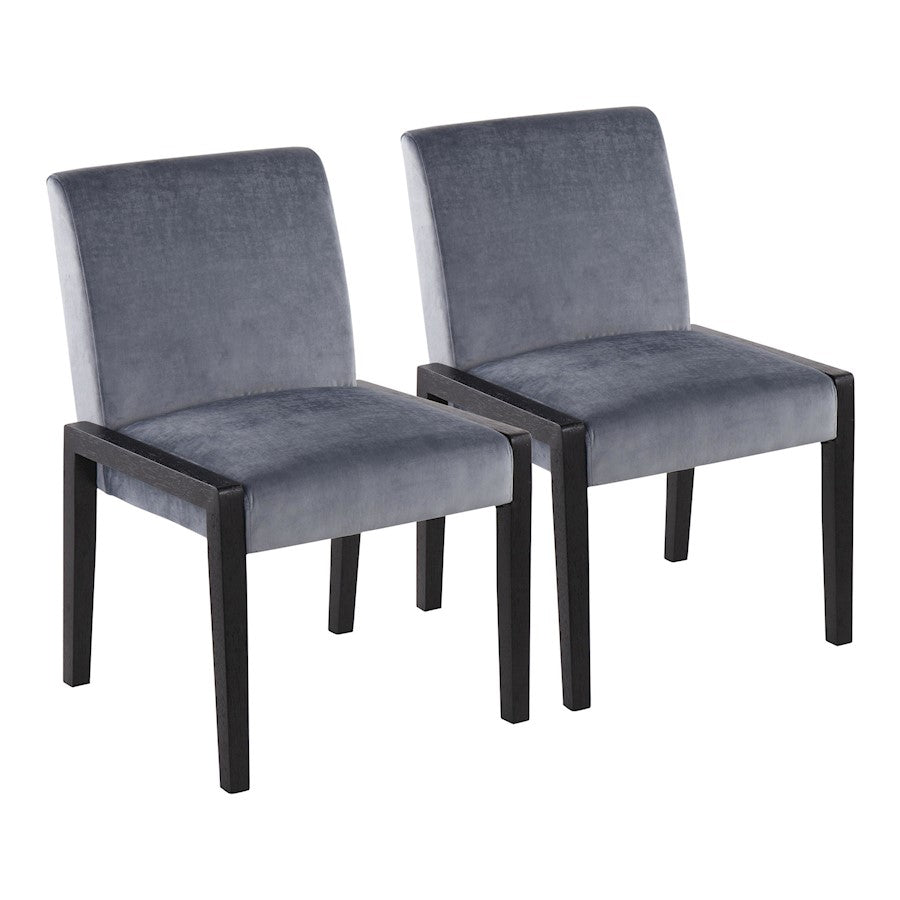 LumiSource Carmen Chair, Set of 2, Black/Crushed Blue Velvet - DC-CARMENBKCVBU2